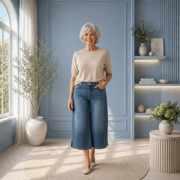 Jeans Gaucho en Denim: Élégance Décontractée au Quotidien Style PR-23-MS