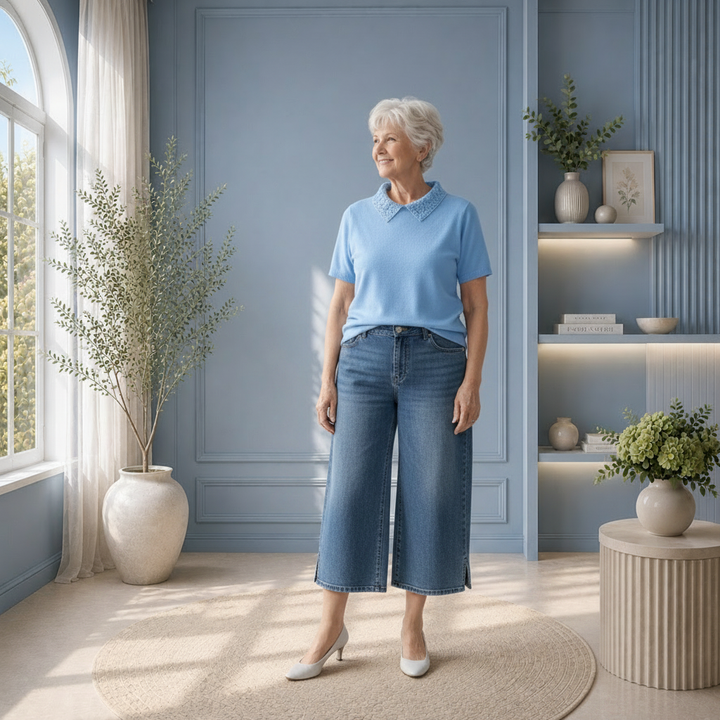 Jeans Gaucho en Denim: Élégance Décontractée au Quotidien Style PR-23-MS