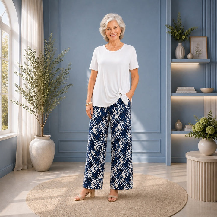 Pantalon fluide à motifs géométriques style # 73343