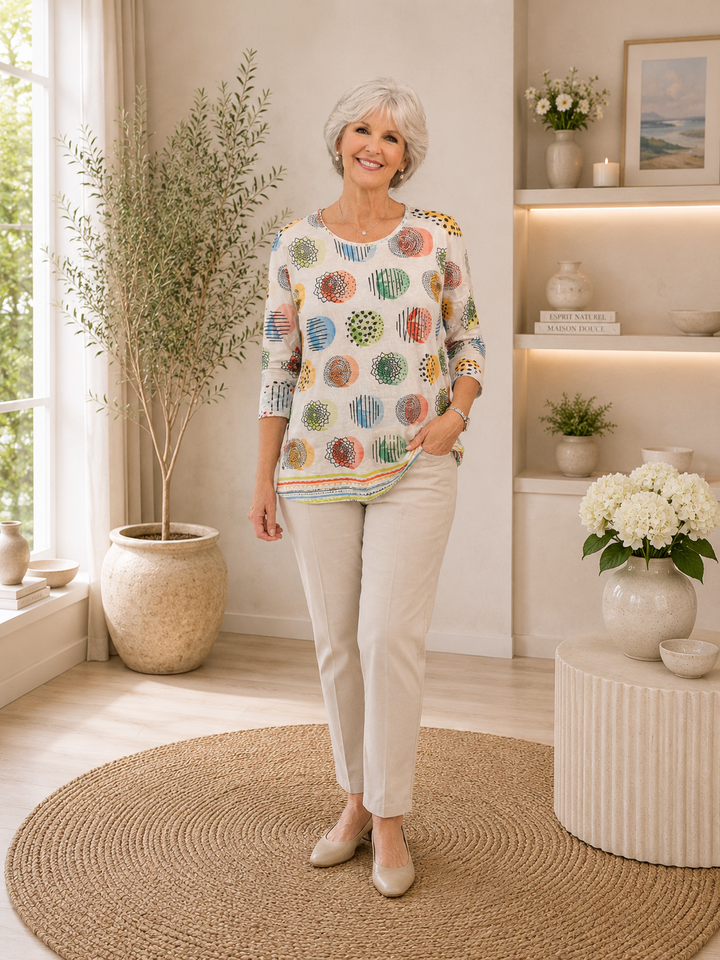 Haut à pois artistiques multicolores – Beta’s Choice