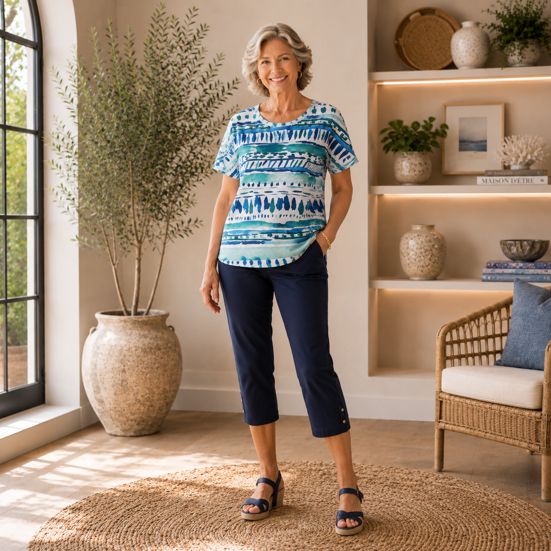 Chandail imprimé bleu multi – Moffi