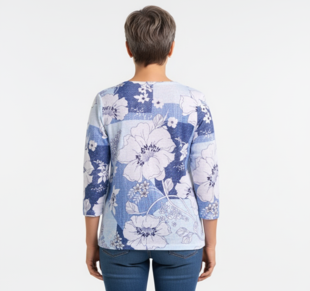 Chandail fleuri manches 3/4 – Moffi – Multi (arrière)