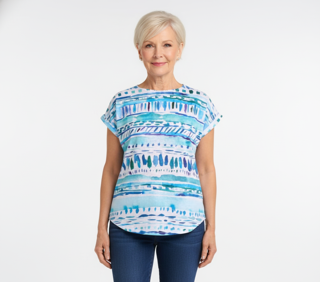 Chandail imprimé bleu multi – Moffi