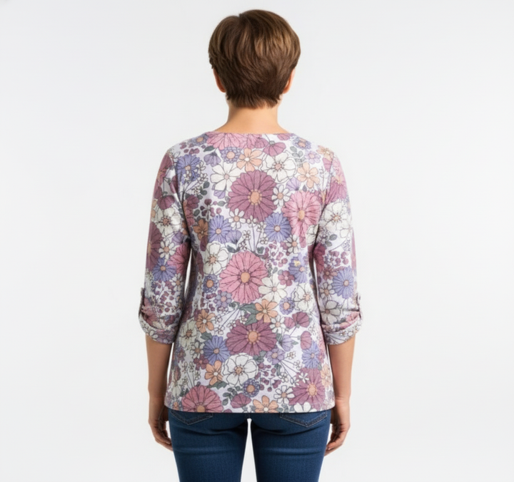 Chandail floral manches 3/4 – Moffi – Multi (arrière)