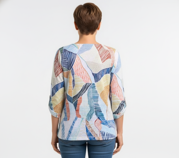 Chandail imprimé abstrait multicolore – Moffi – Multi (arrière)